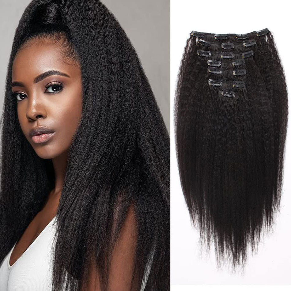 Kinky Straight Human Hair Clip-In